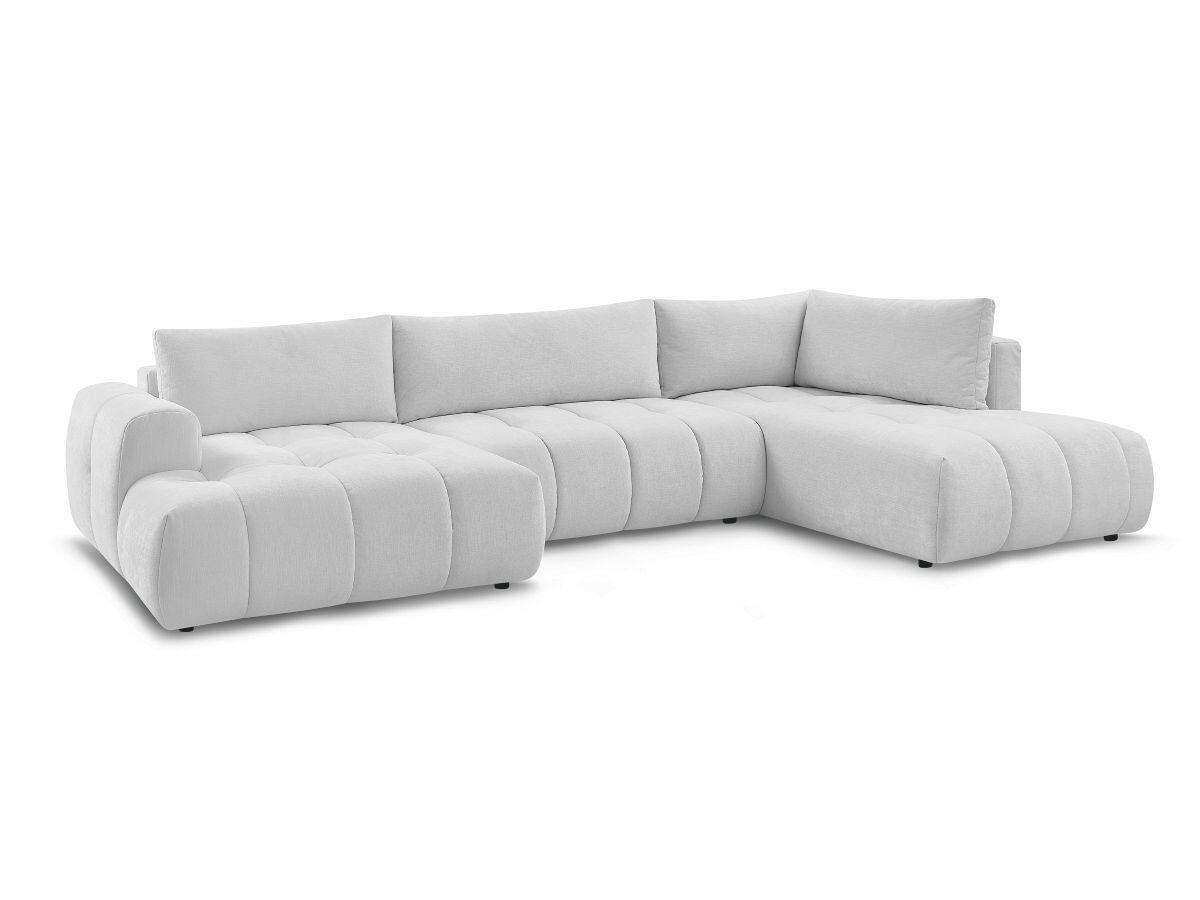 WOHNLANDSCHAFT  FUJI  Hellgrau Leinenoptik  - Hellgrau/Schwarz, MODERN, Kunststoff/Textil (160/377/204cm)