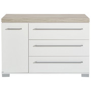 WICKELKOMMODE Kira Eichefarben, Weiß - Eichefarben/Silberfarben, Basics, Holzwerkstoff/Metall (135,3/90,3/55,6cm) - PAIDI