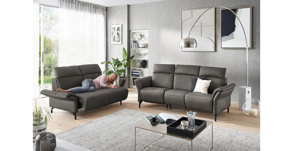 2-SITZER-SOFA  in Mikrofaser Schieferfarben  - Schieferfarben/Schwarz, KONVENTIONELL, Textil/Metall (178/103/95cm) - Dieter Knoll