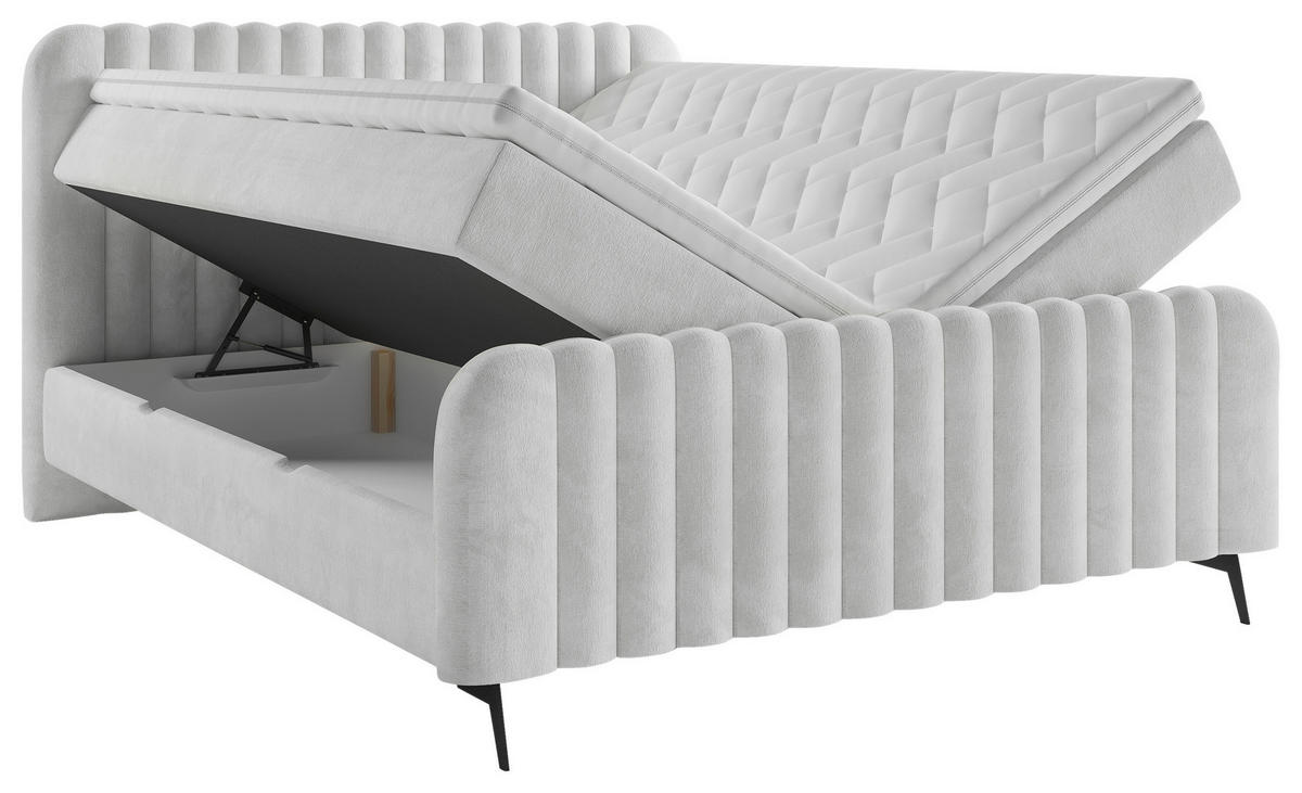 BOXBETT 160/200 cm  in Hellgrau  - Schlammfarben/Hellgrau, Modern, Holz/Holzwerkstoff (160/200cm) - MID.YOU