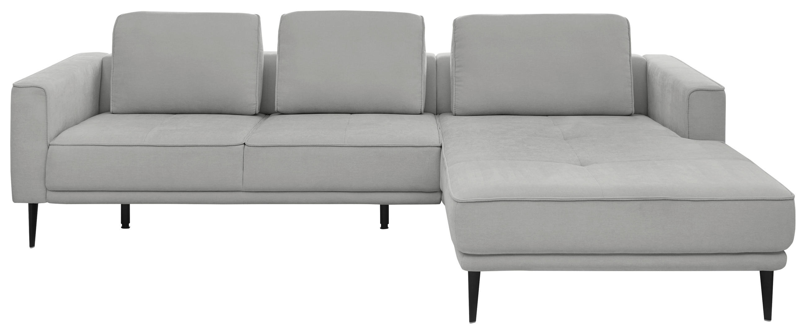 ECKSOFA Grau Flachgewebe  - Schwarz/Grau, KONVENTIONELL, Textil/Metall (279/193cm) - SetOne by Musterring