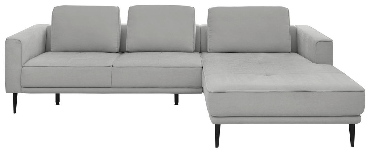 ECKSOFA Grau Flachgewebe  - Schwarz/Grau, KONVENTIONELL, Textil/Metall (279/193cm) - SetOne by Musterring