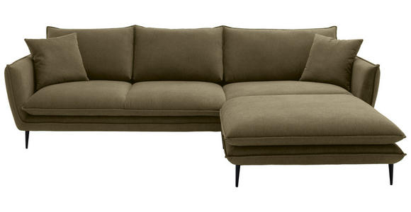 ECKSOFA  in Webstoff Grün  304/196 cm  - Schwarz/Grün, KONVENTIONELL, Textil/Metall (304/196cm) - Hom`in