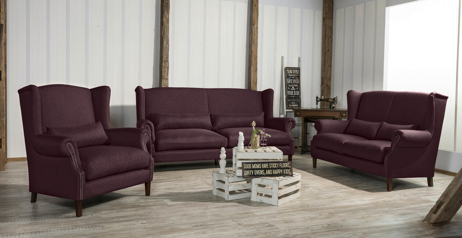 2-SITZER-SOFA Flachgewebe Dunkelrot - Einrichtungsbeispiel