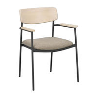 STOL MED ARMSTÖD  stapelbar   - beige/ek Bianco, Klassisk, metall/trä (59/83/53cm) - Rowico