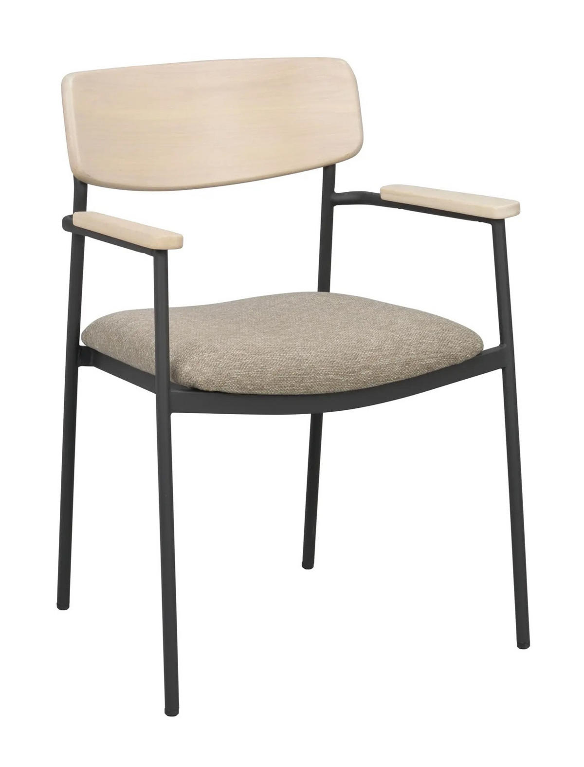 STOL MED ARMSTÖD  stapelbar   - beige/ek Bianco, Klassisk, metall/trä (59/83/53cm) - Rowico