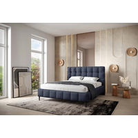 POLSTERBETT 180/200 cm  in Dunkelblau  - Schwarz/Dunkelblau, Modern, Holzwerkstoff/Textil (180/200cm) - MID.YOU