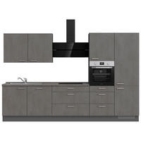 KÜCHENBLOCK 330 cm   in Schieferfarben  - Schieferfarben/Edelstahlfarben, MODERN, Holzwerkstoff/Metall (330cm) - Nobilia