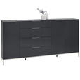 SIDEBOARD  in 225/99/40,5 cm  - Anthrazit/Alufarben, Design, Glas/Holzwerkstoff (225/99/40,5cm) - Voleo