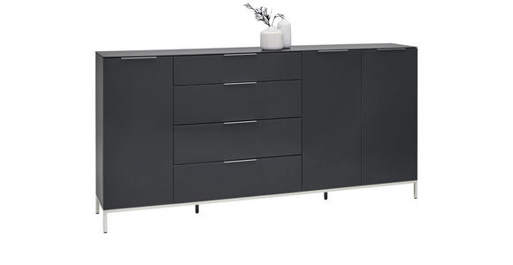 SIDEBOARD in 225/99/42 cm - Anthrazit/Alufarben, Design, Glas/Holzwerkstoff (225/99/42cm) - Voleo