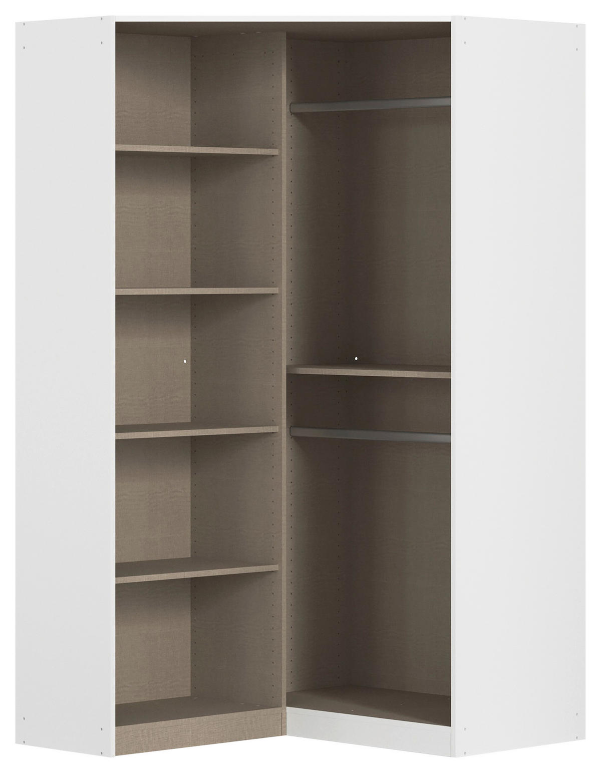 ECKKLEIDERSCHRANK 208/197/298 cm  - Chromfarben/Weiss, Modern, Holzwerkstoff (208/197/298cm) - Rauch Möbel