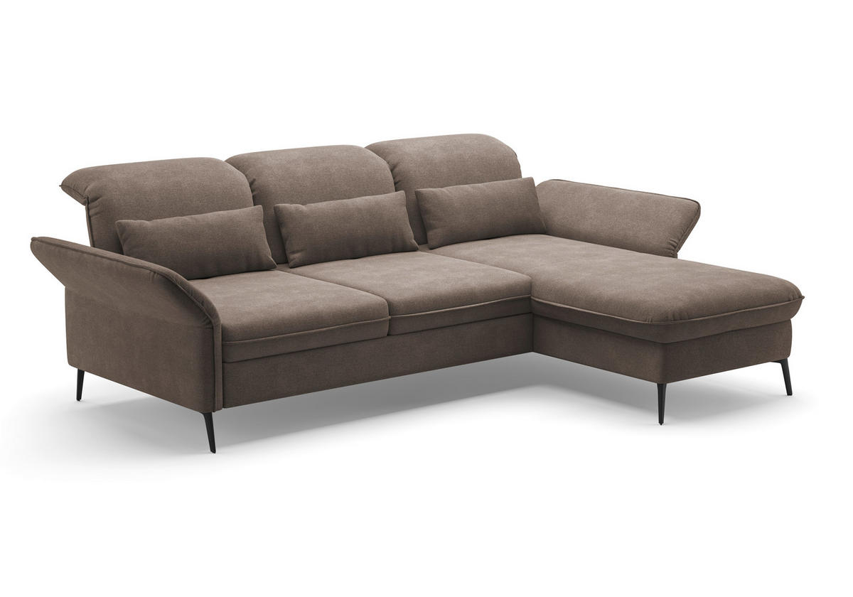 ECKSOFA in Flachgewebe Schlammfarben  - Schlammfarben/Schwarz, Konventionell, Textil/Metall (264/198cm) - Sit & More