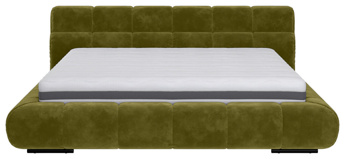 POLSTERBETT 160/200 cm,  in Grasgrün,  - Schwarz/Grasgrün, Design, Textil/Metall (160/200cm) - Belluti