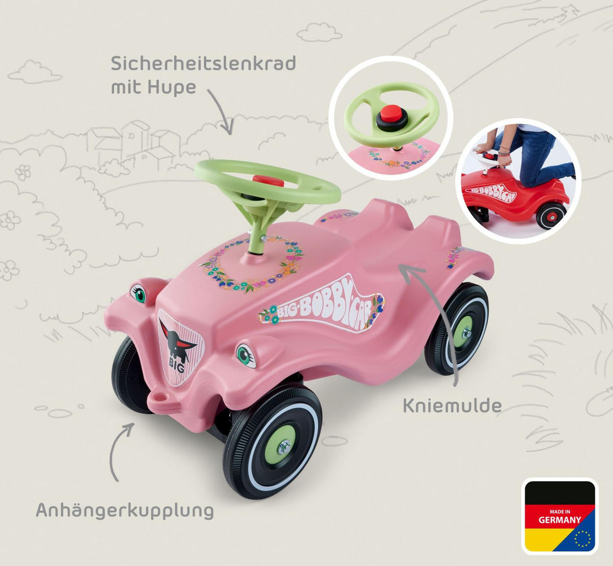 RUTSCHFAHRZEUG   - Rosa, Basics, Kunststoff (27/59/31cm) - Simba
