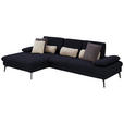 ECKSOFA in Chenille, Mikrofaser Schwarz  - Schwarz, Design, Textil/Metall (157/299cm) - Dieter Knoll