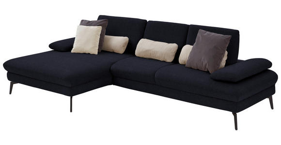 ECKSOFA in Chenille, Mikrofaser Schwarz  - Schwarz, Design, Textil/Metall (157/299cm) - Dieter Knoll