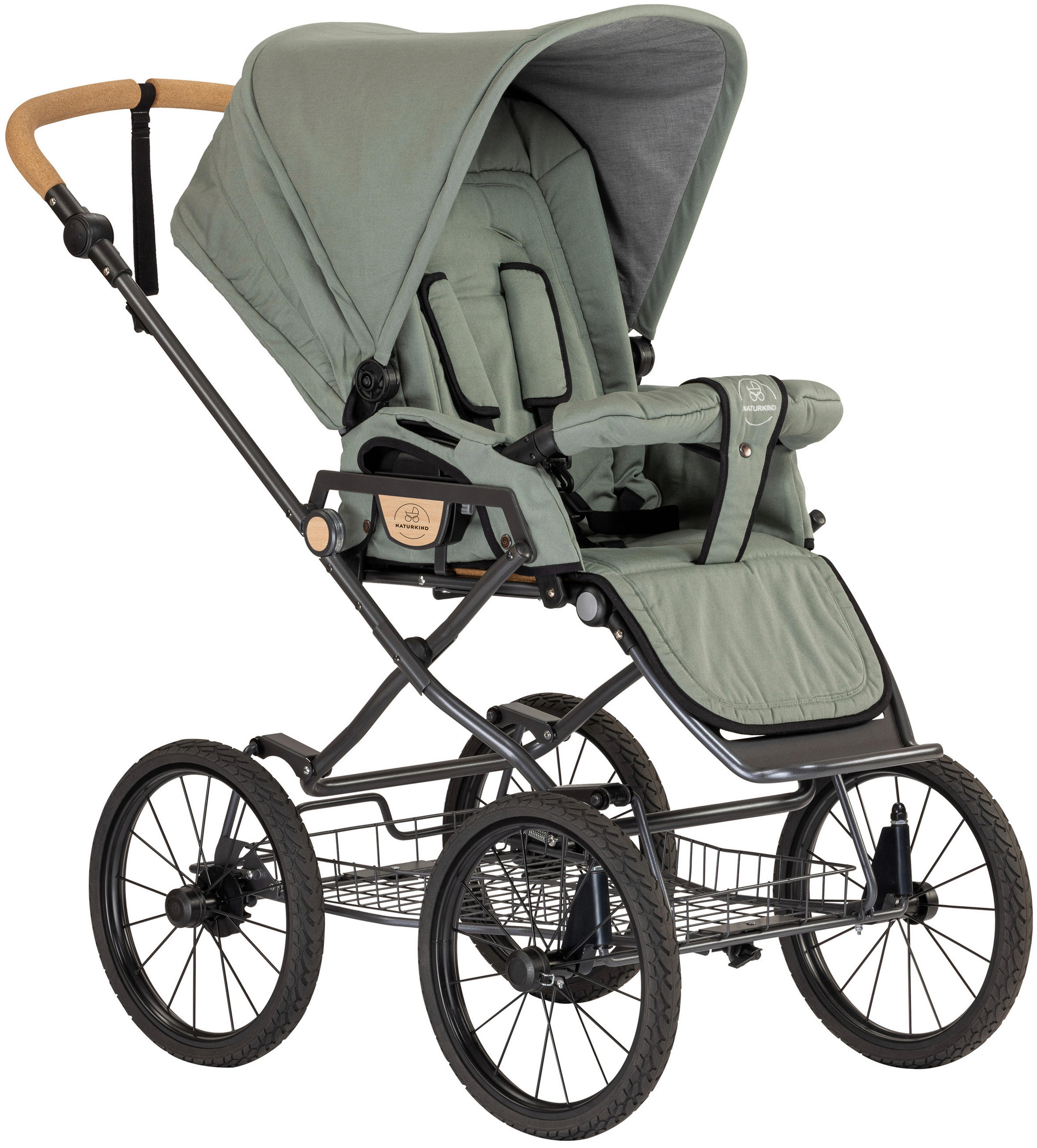 KINDERWAGEN Ida  - Jadegrün/Anthrazit, Basics, Textil/Metall (62/110/110cm) - Naturkind