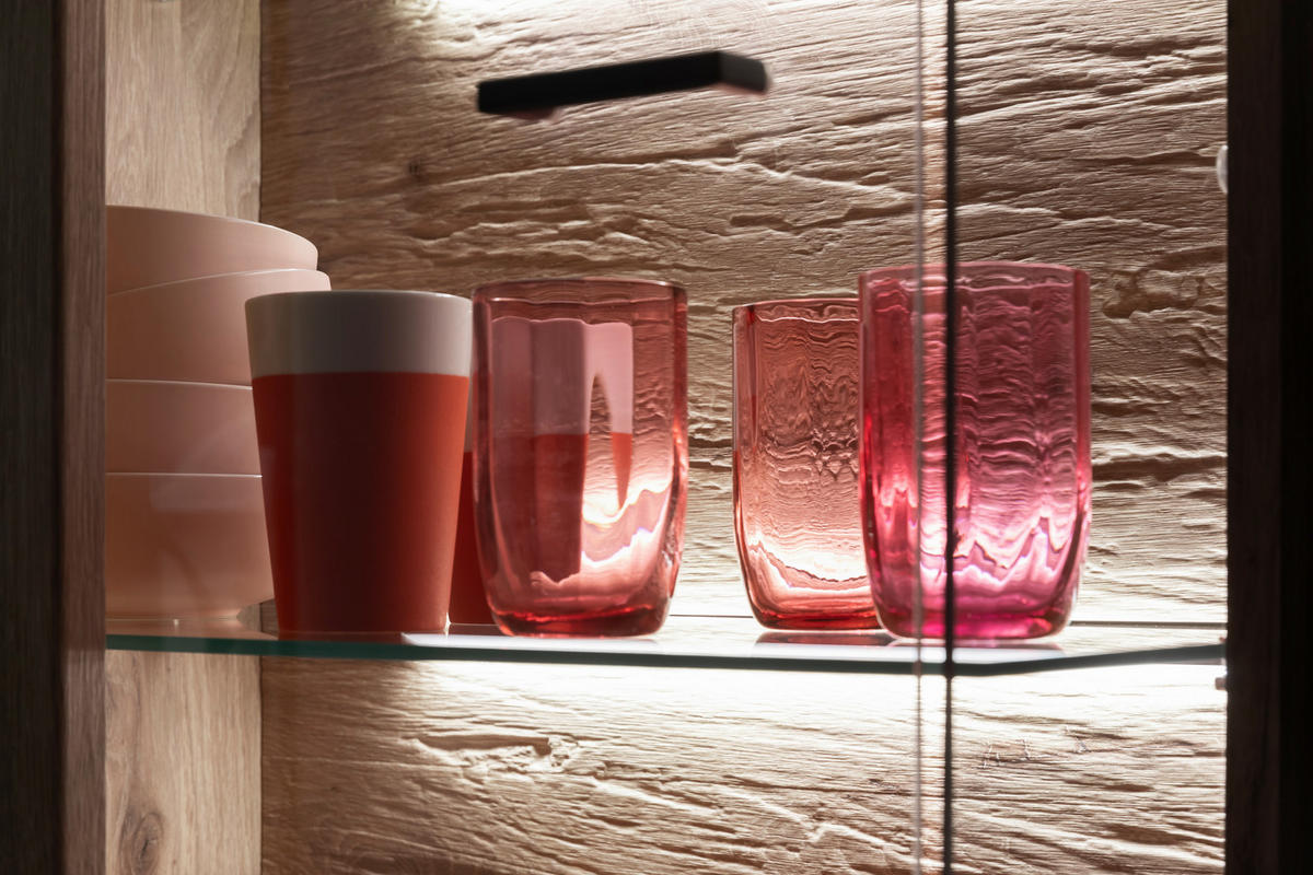 VITRINE in Eichefarben  - Eichefarben/Anthrazit, Design, Glas/Holzwerkstoff (60/199/37cm) - MID.YOU