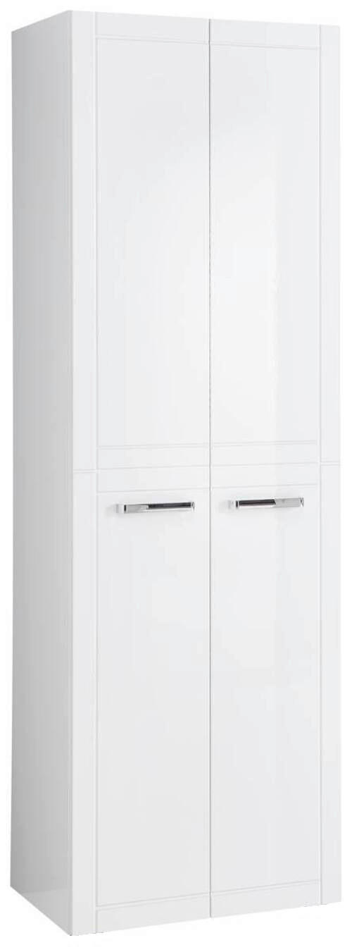 HOCHSCHRANK 60/185,5/42,4 cm  - Chromfarben/Weiß Hochglanz, MODERN, Glas/Holzwerkstoff (60/185,5/42,4cm) - Sadena