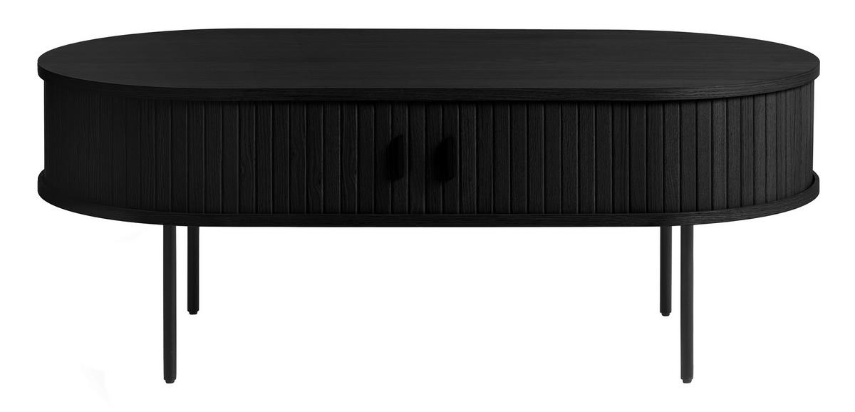 COUCHTISCH furniert 120/60/45 cm oval Schwarz  - Eichefarben/Schwarz, Trend, Holzwerkstoff/Metall (120/60/45cm) - home24