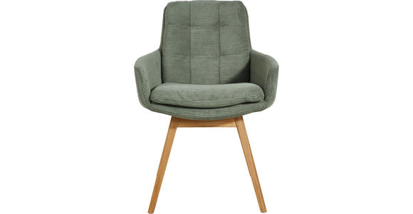 ARMLEHNSTUHL  Stoffauswahl, Typenauswahl, Gestellauswahl Cord  - Olivgrün, Design, Holz/Textil (63/90/69cm) - Johann Jakob