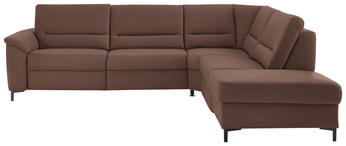 ECKSOFA Echtleder Braun  - Schwarz/Braun, Konventionell, Leder/Metall (290/249cm) - Beldomo Premium