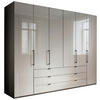 KLEIDERSCHRANK 300/236/58 cm 6-türig Grau, Hellgrau  - Schieferfarben/Hellgrau, KONVENTIONELL, Glas/Holzwerkstoff (300/236/58cm) - Novel