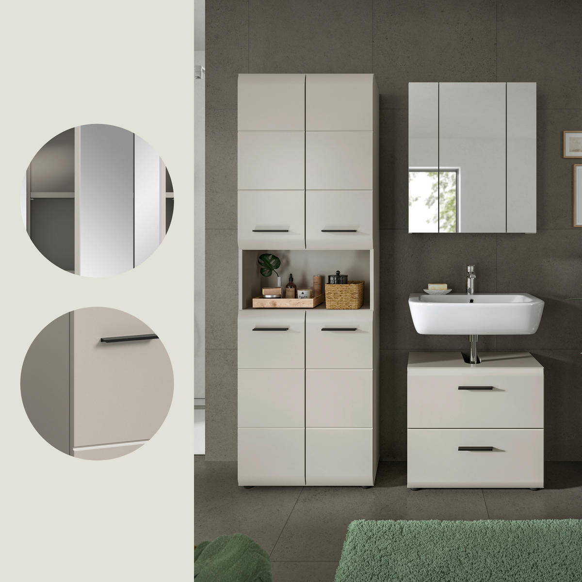 BADRUM 120 cm  - svart/kashmir, Trend, trämaterial/glas (120cm) - MID.YOU