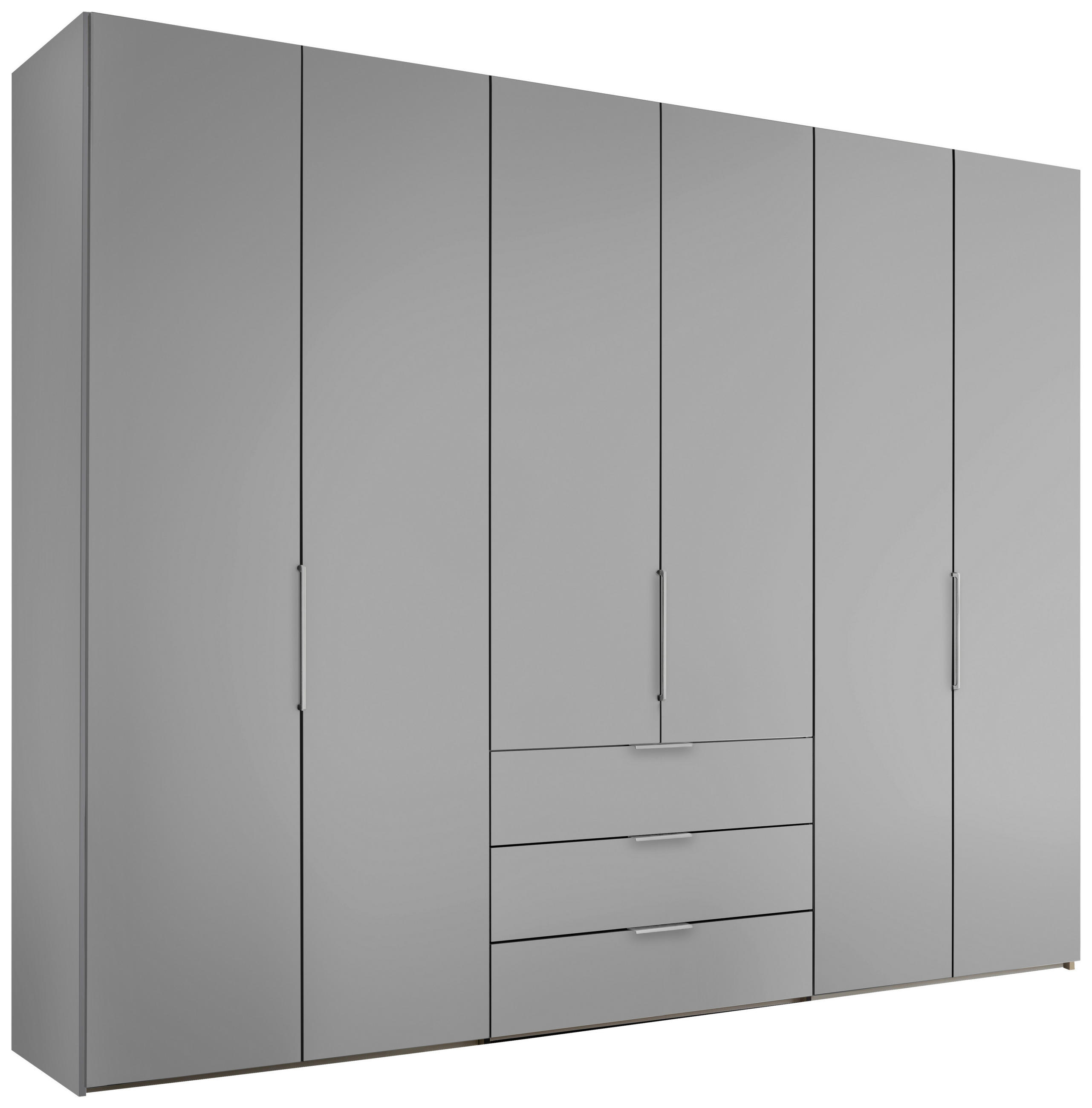 DREHTÜRENSCHRANK inkl. Zubehör 298/222/63 cm,  in Hellgrau, 6-türig  - Hellgrau/Alufarben, Design, Holzwerkstoff/Metall (298/222/63cm) - Dieter Knoll