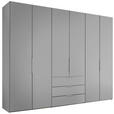DREHTÜRENSCHRANK inkl. Zubehör 298/222/63 cm,  in Hellgrau, 6-türig  - Hellgrau/Alufarben, Design, Holzwerkstoff/Metall (298/222/63cm) - Dieter Knoll