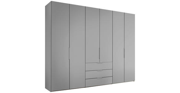 DREHTÜRENSCHRANK inkl. Zubehör 298/222/63 cm,  in Hellgrau, 6-türig  - Hellgrau/Alufarben, Design, Holzwerkstoff/Metall (298/222/63cm) - Dieter Knoll