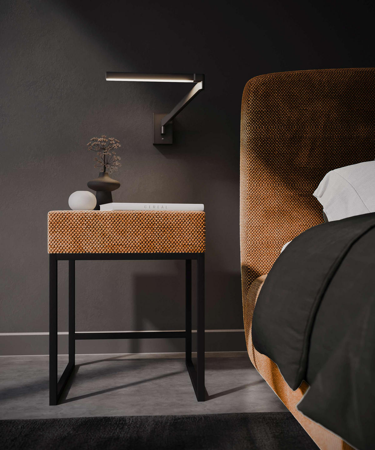 NACHTTISCH 45/55/45 cm  in Orange  - Schwarz/Orange, Design, Textil/Metall (45/55/45cm) - Esposa