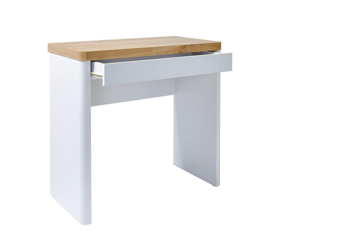 LAPTOPTISCH Weiß, Eichefarben  - Eichefarben/Weiß, Design, Holzwerkstoff/Metall (79/44/76cm)