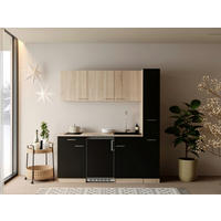 KUHINJSKI BLOK - črna/barve hrasta, Design, umetna masa/leseni material (180cm) - Respekta