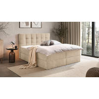 BOXBETT 180/200 cm,  in Creme, Bettkasten, Topper, H3 + H3 = fest  - Creme/Schwarz, KONVENTIONELL, Kunststoff/Textil (180/200cm) - Boxxx