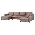 WOHNLANDSCHAFT Rosa Chenille  - Schwarz/Rosa, KONVENTIONELL, Textil/Metall (160/340/188cm) - Xora
