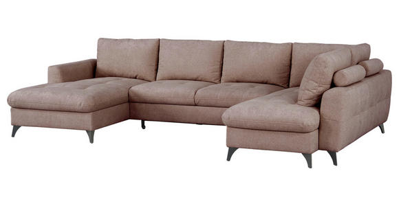 WOHNLANDSCHAFT Rosa Chenille  - Schwarz/Rosa, KONVENTIONELL, Textil/Metall (160/340/188cm) - Xora