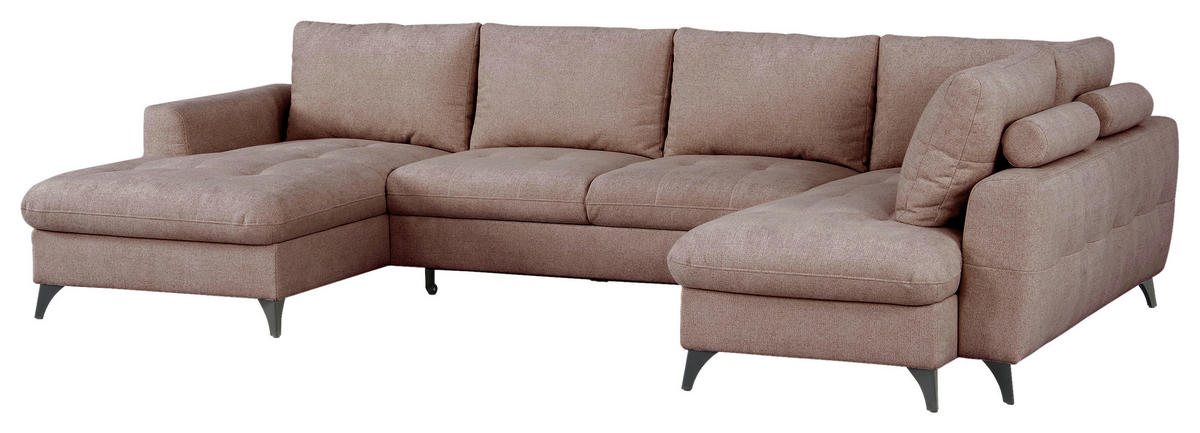 WOHNLANDSCHAFT Rosa Chenille  - Schwarz/Rosa, KONVENTIONELL, Textil/Metall (160/340/188cm) - Xora