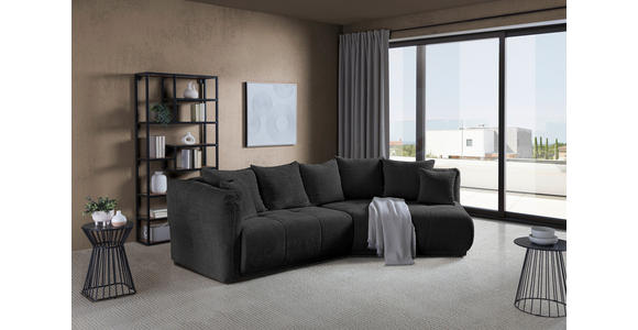 ECKSOFA in Chenille Schwarz  - Schwarz, MODERN, Kunststoff/Textil (315/180cm) - Hom`in