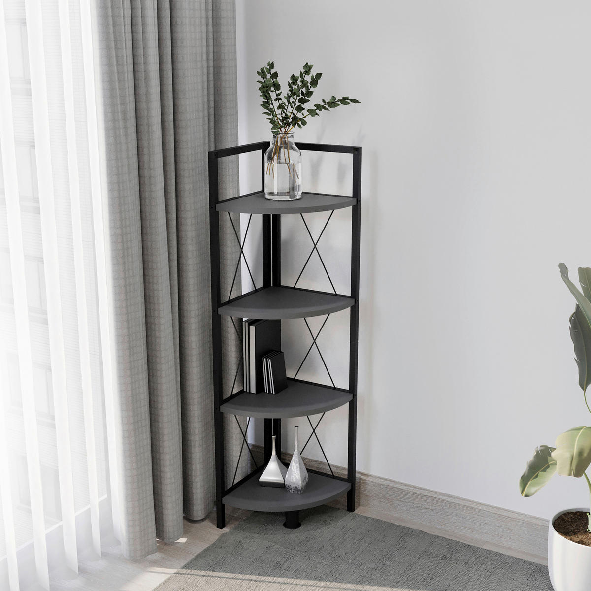 ECKREGAL - Anthrazit/Schwarz, Design, Holzwerkstoff/Metall (34/123/34cm) - MID.YOU