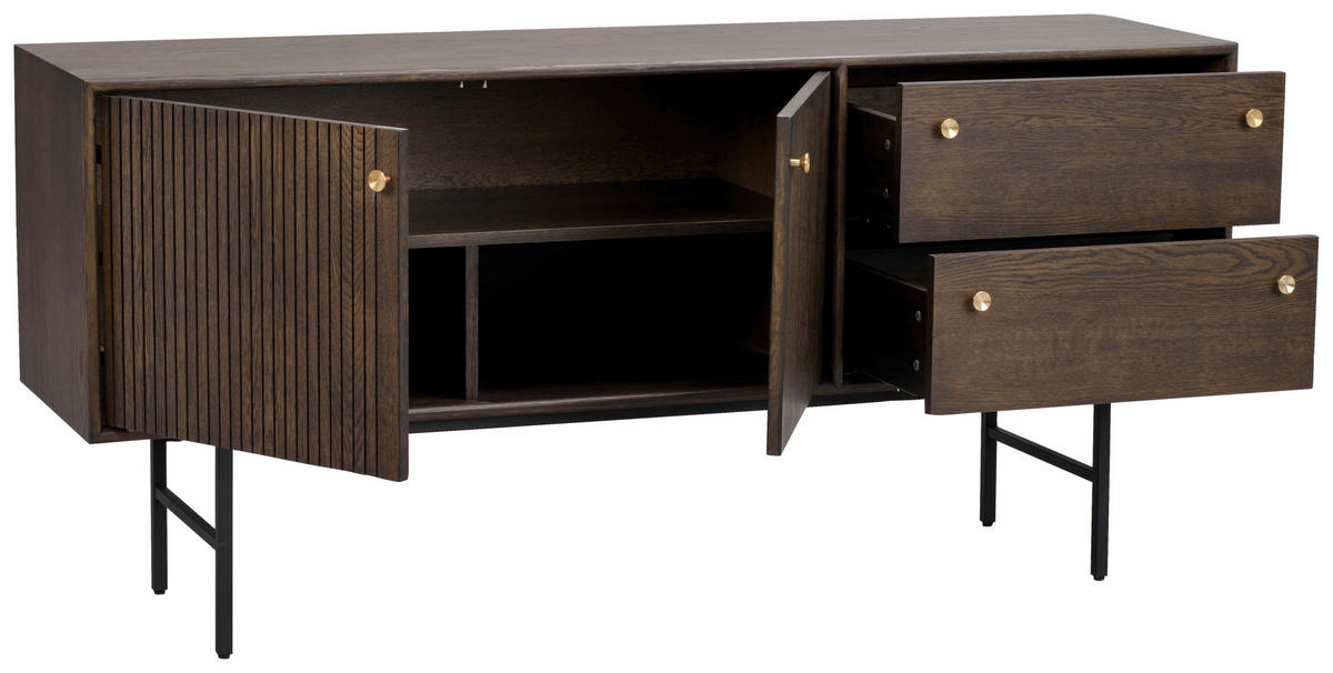 SIDEBOARD 160/75/42 cm  - svart/mörkbrun, Design, metall/trä (160/75/42cm) - Rowico