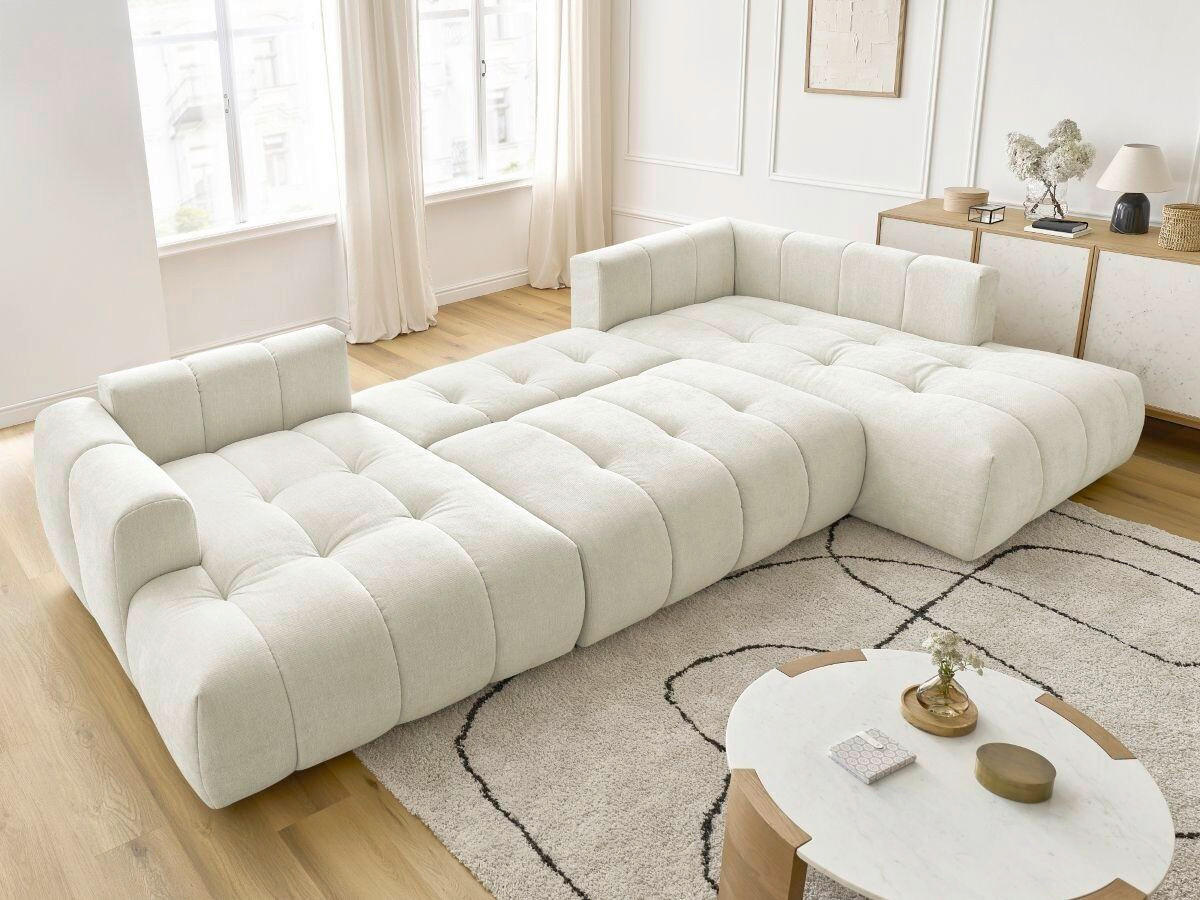 WOHNLANDSCHAFT  FUJI  Beige Leinenoptik  - Beige/Schwarz, MODERN, Kunststoff/Textil (160/377/204cm)