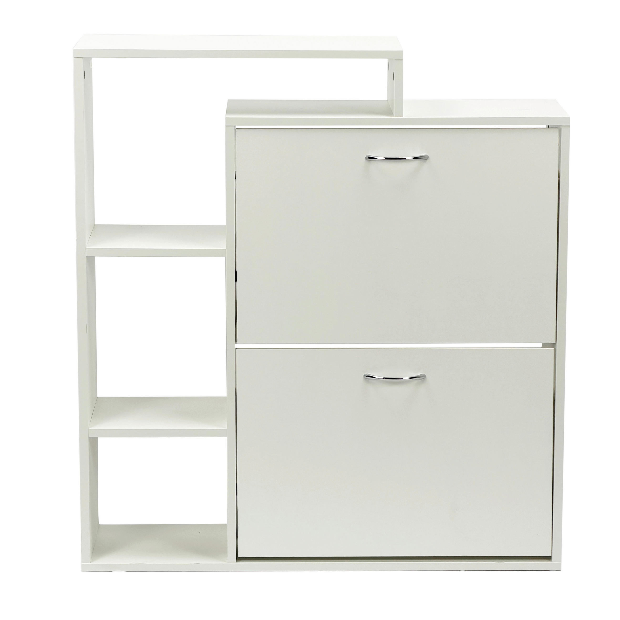 BILLENŐS CIPŐSSZEKRÉNY 85/93/24 cm  - ezüstszínű/fehér, Design, faalapú anyag/fém (85/93/24cm) - Livetastic