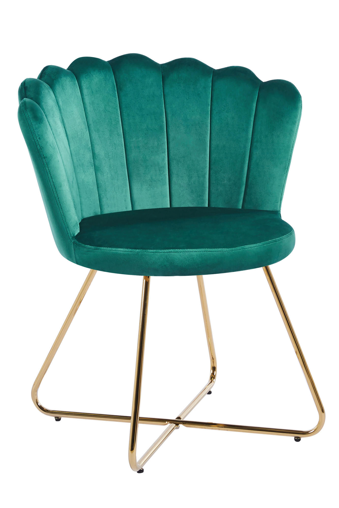 STUHL-SET 2 Stück  in Samt  - Goldfarben/Grün, MODERN, Textil/Metall (69,5/85/66cm) - Livetastic