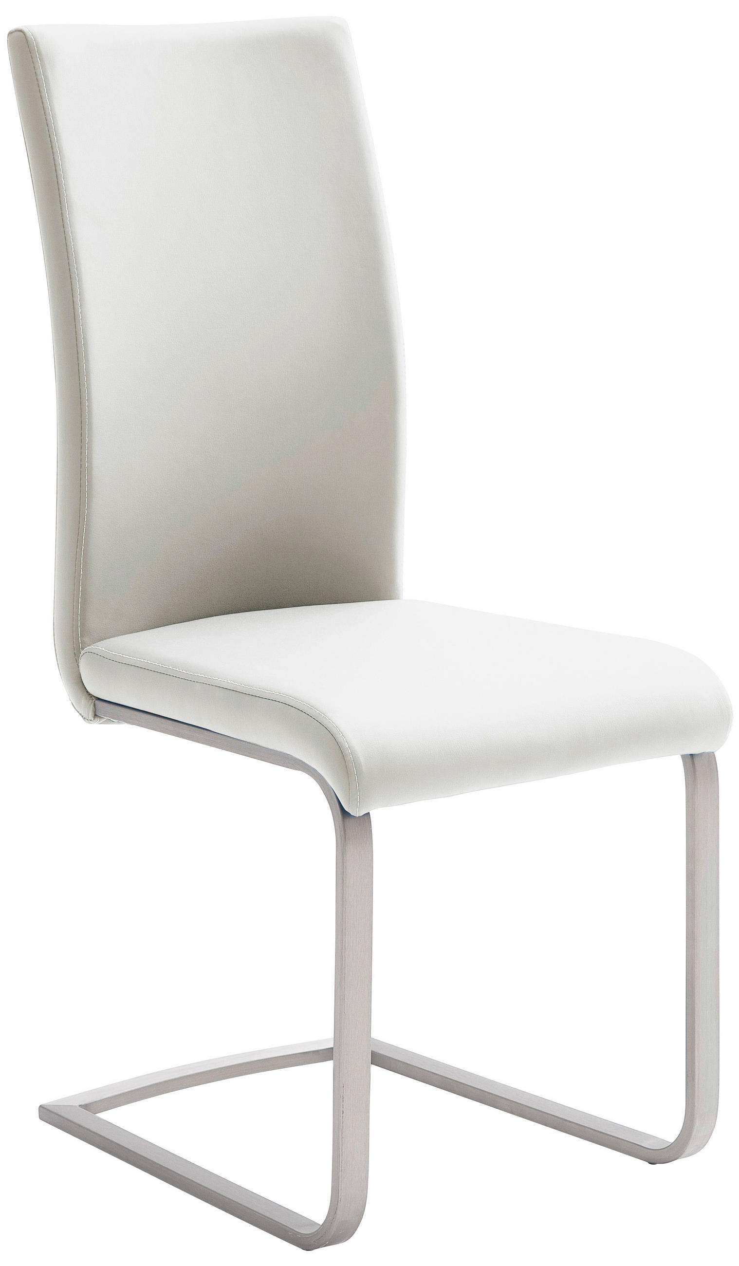 SCHWINGSTUHL  in Edelstahl Lederlook  - Weiss/Edelstahlfarben, Design, Textil/Metall (42/102/58cm) - MID.YOU