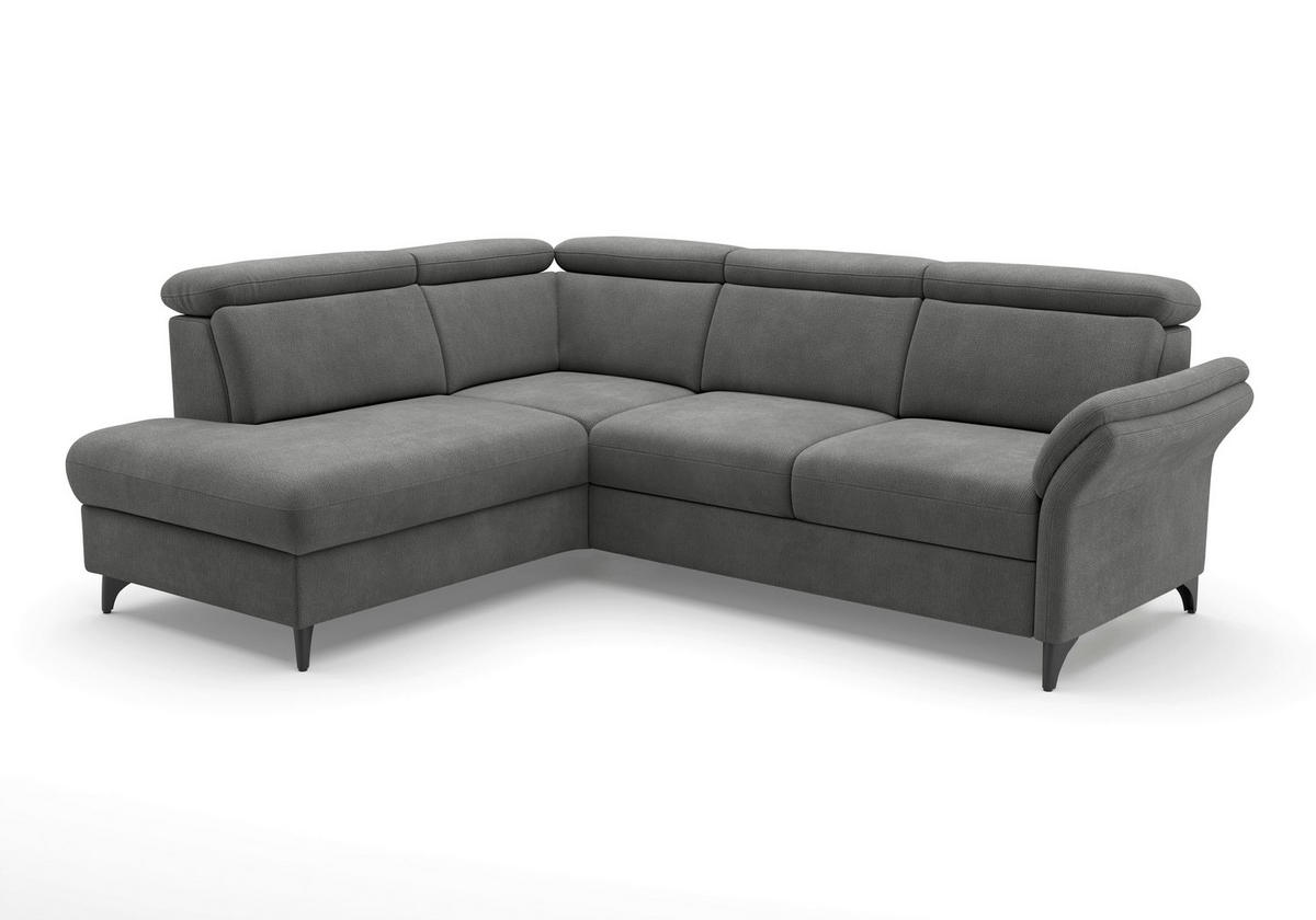 ECKSOFA GLENDALE E Grau Flachgewebe  - Schwarz/Grau, KONVENTIONELL, Textil/Metall (193/247cm) - Sit & More