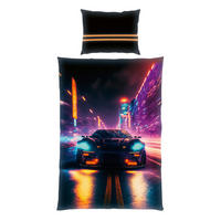 POSTELJINA ZA MLADE 135/200 cm  NEON CAR  - višebojno/crna, Konvencionalno, tekstil (135/200cm)