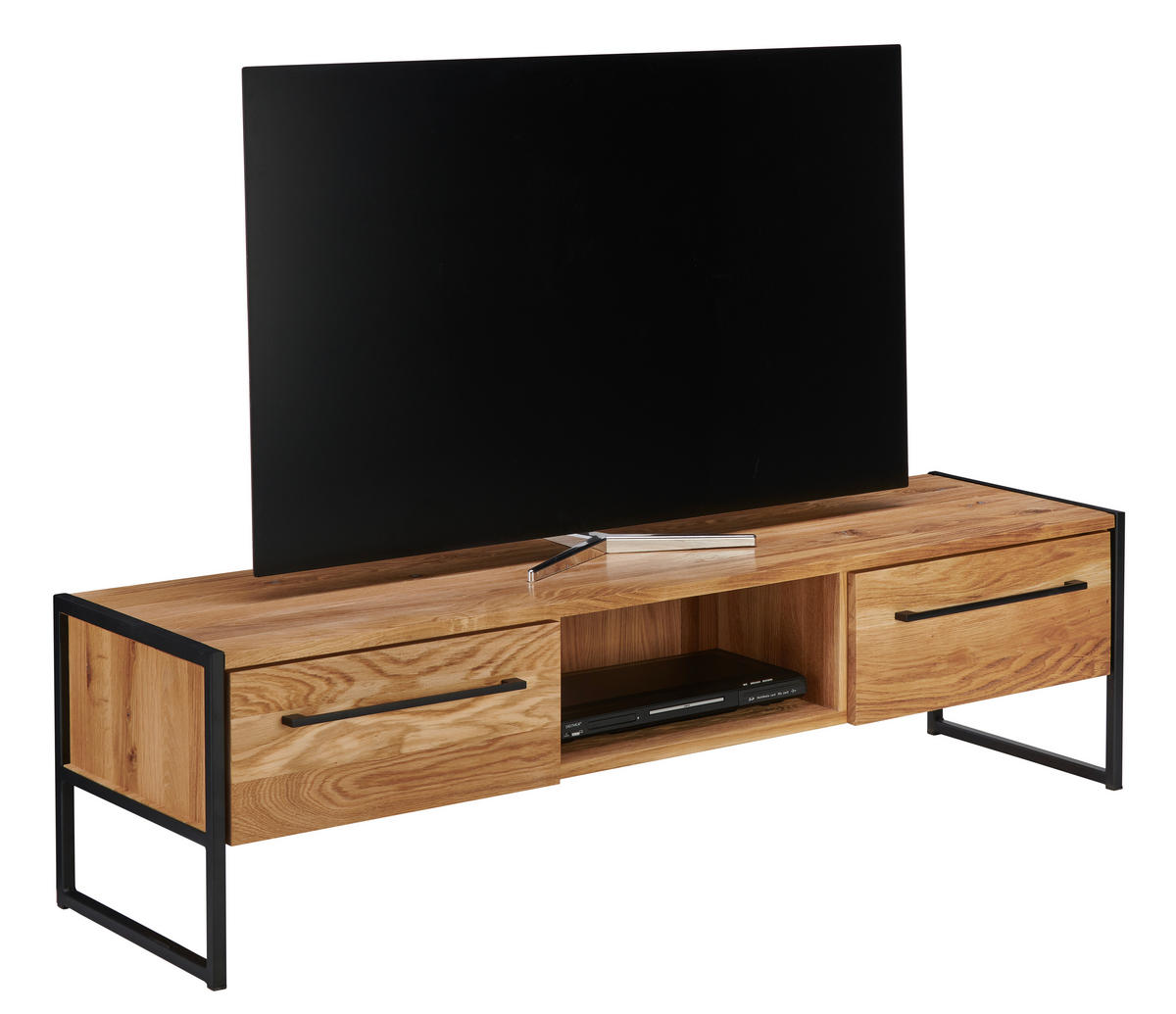 TV-ELEMENT - Eichefarben/Schwarz, Design, Holz/Metall (157/43/44cm) - Lomoco
