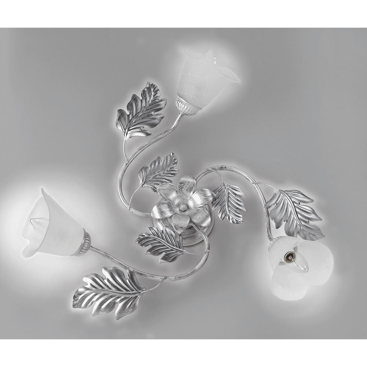 DECKENLEUCHTE  60/20 cm    - Silberfarben/Weiß, KONVENTIONELL, Glas/Metall (60/20cm)