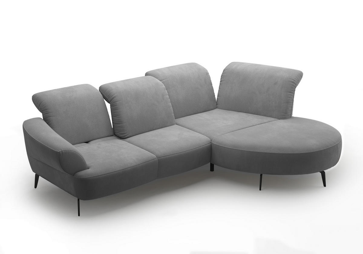 ECKSOFA in Flachgewebe Grau  - Schwarz/Grau, Modern, Textil/Metall (313/208cm) - Sit & More